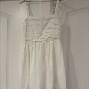Abercrombie & Fitch White Emerson Poplin Sundress with Pleated Bodice